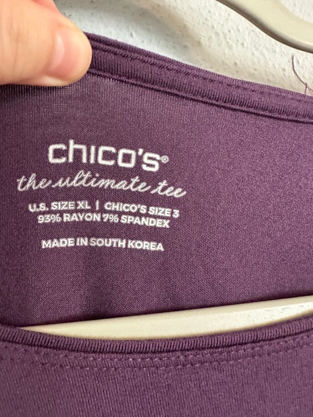 Chico’s Ultimate Tee Purple Long Sleeve Top Size XL (Chico’s 3) Rayon Stretch - Picture 3 of 7